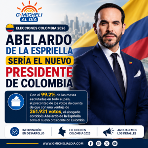 Abelardo de la Espriella se perfila como el nuevo presidente de Colombia, según el preconteo electoral.