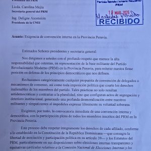 Dirigentes del PRM en Peravia exigen votación universal y rechazan consenso interno